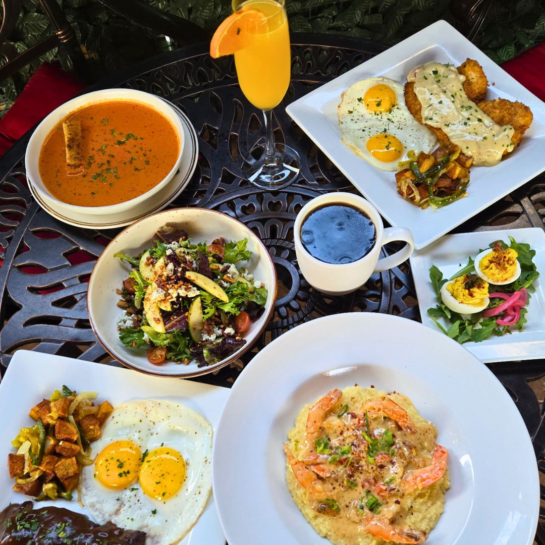 brunch overhead Brunch Chicken Fried Chicken & Eggs